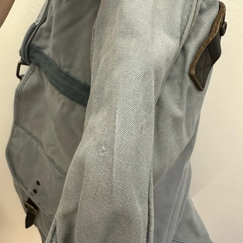 J. CREW Canvas Messenger Bag - Light Blue